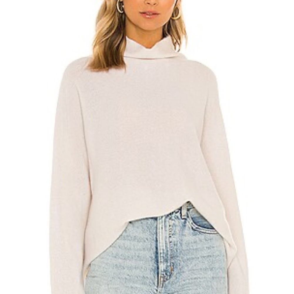 Cashmere Ribbed Standneck Sweater XS in parchment heather